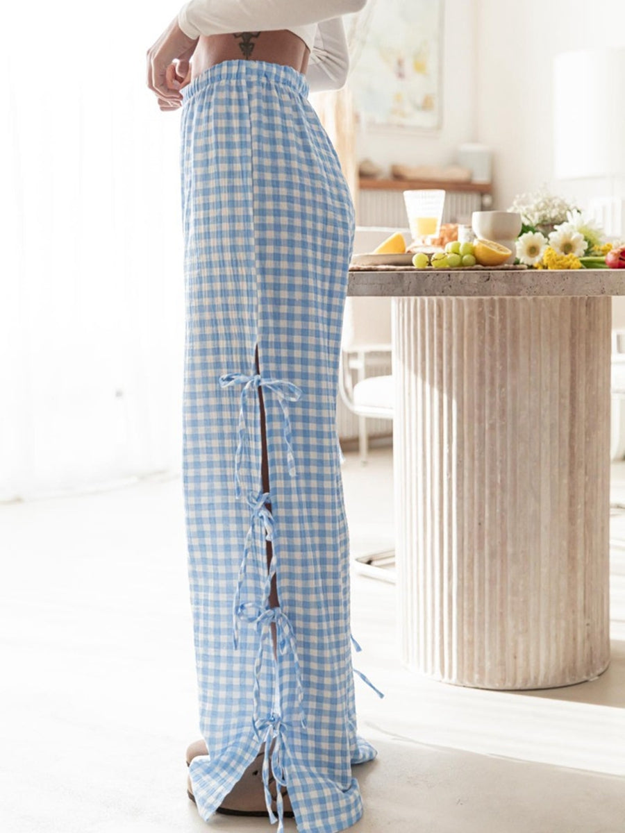 Abbie - Gingham Wide Leg Trousers