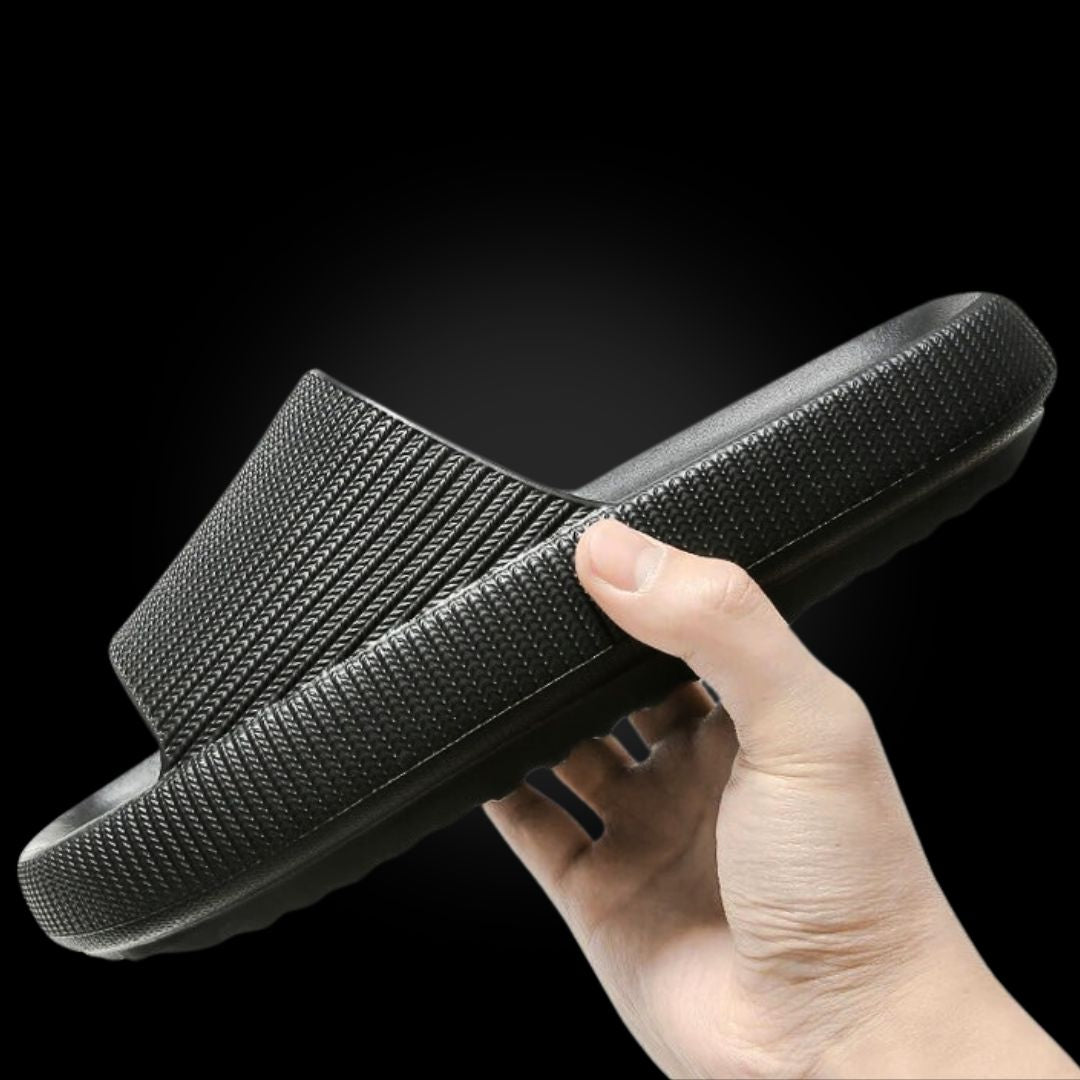 Seraphina - Thick Sole Slide Sandals — Black