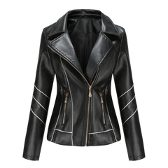 Paulette - Studded Leather Biker Jacket — Black