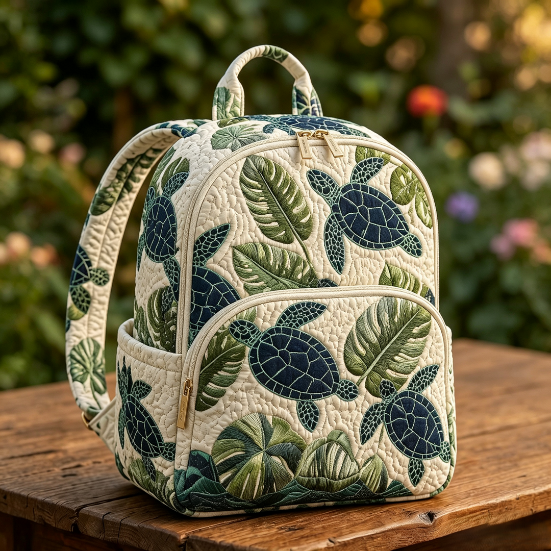 Merle - Palm Leaf Quilted Backpack