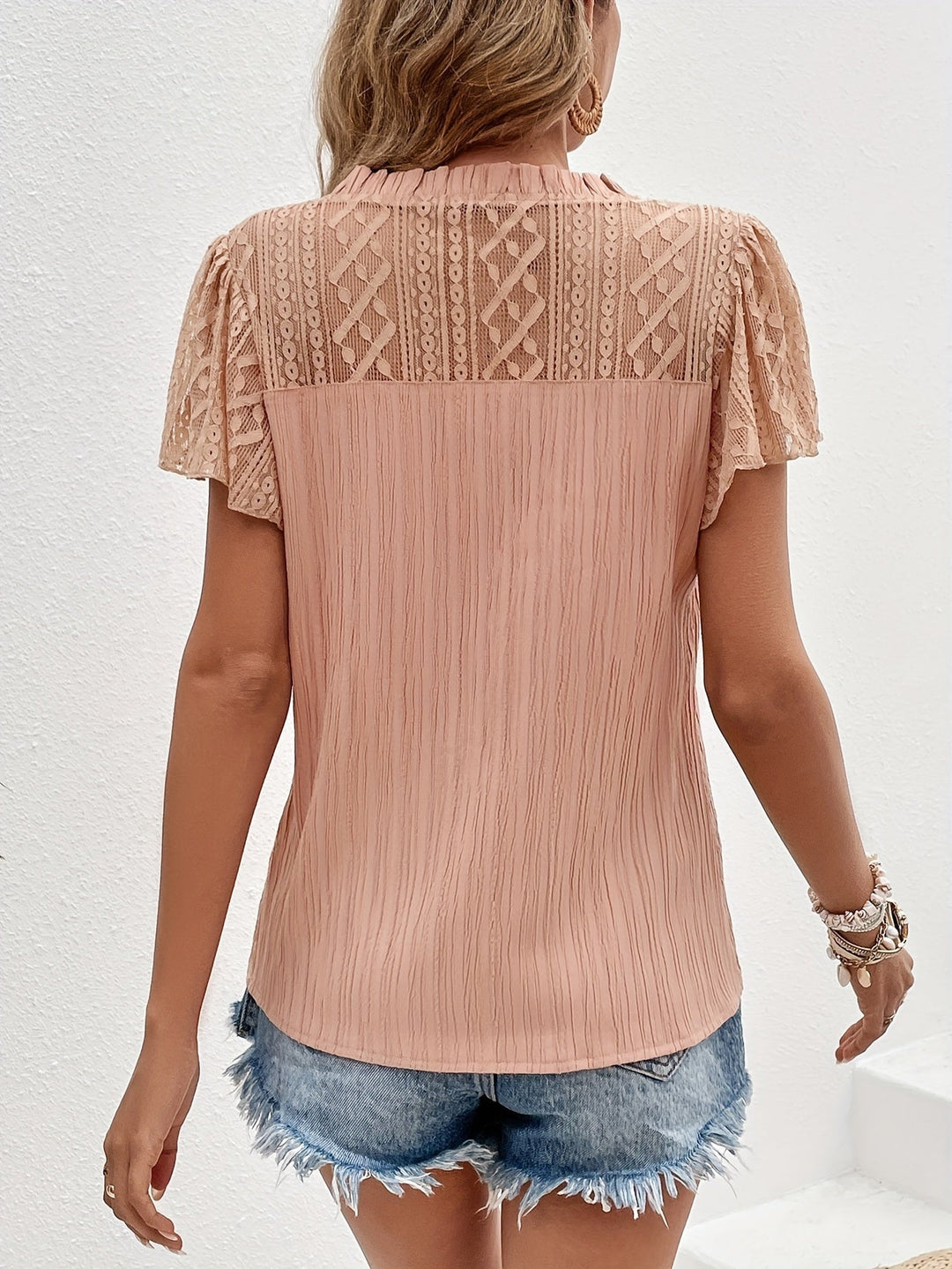 Clementine - Lace Flutter Sleeve Blouse