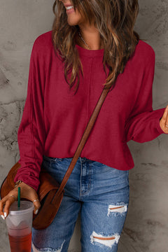 Fiona - Oversized Knit Top — Deep red