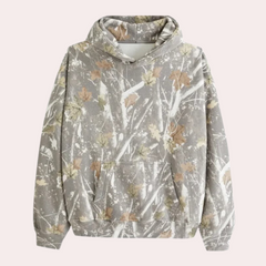 Gordon - Botanical Print Hoodie — Grey