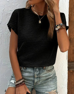 Rochelle - Textured Round Neck Tee