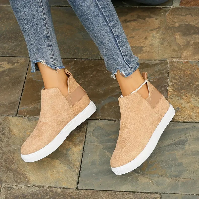 Monique - Suede High Top Sneakers — Khaki