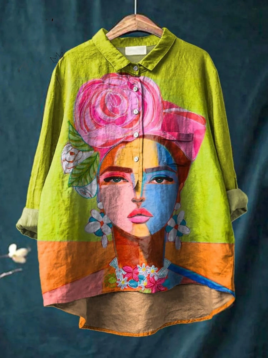 Annabelle - Oil Painted Portrait Tee — Green