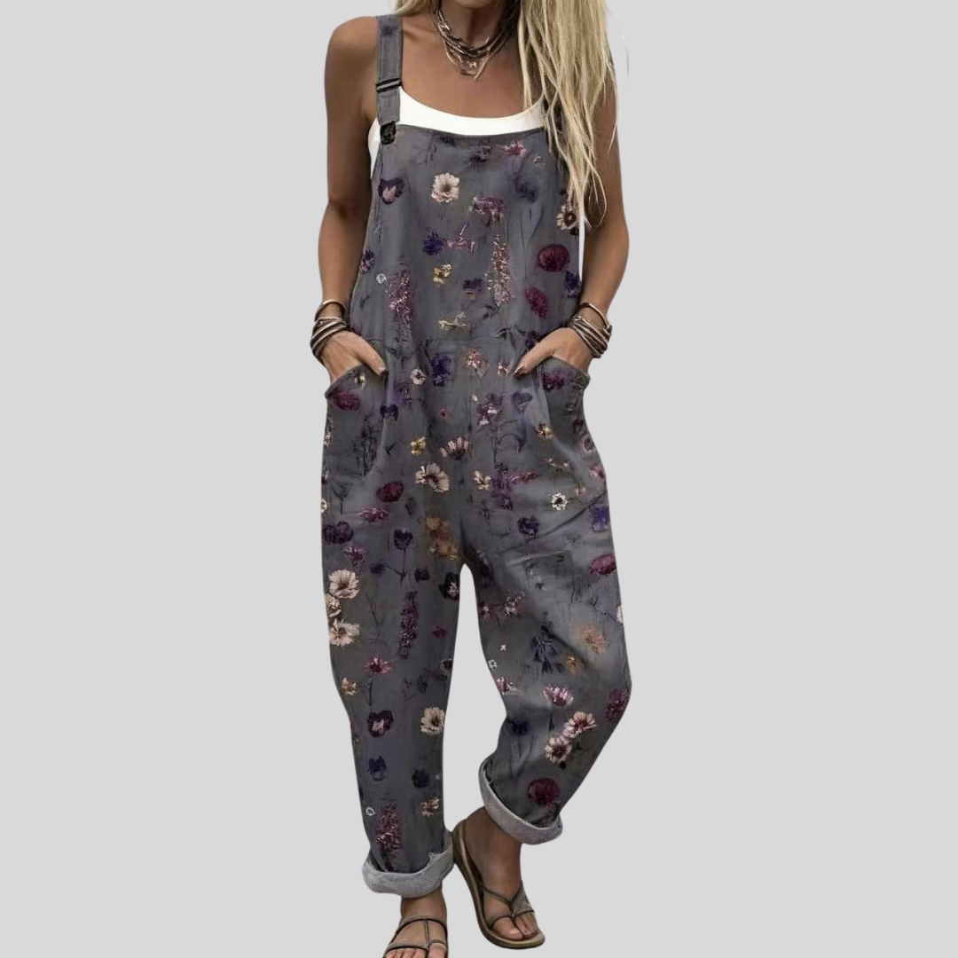 Greta - Overalls with Ditsy Floral Print