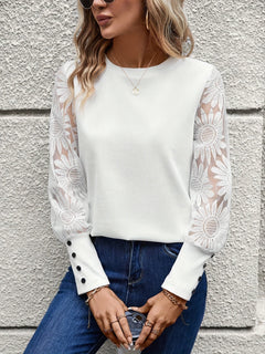 Annabelle - Top with Lace Sleeves — White