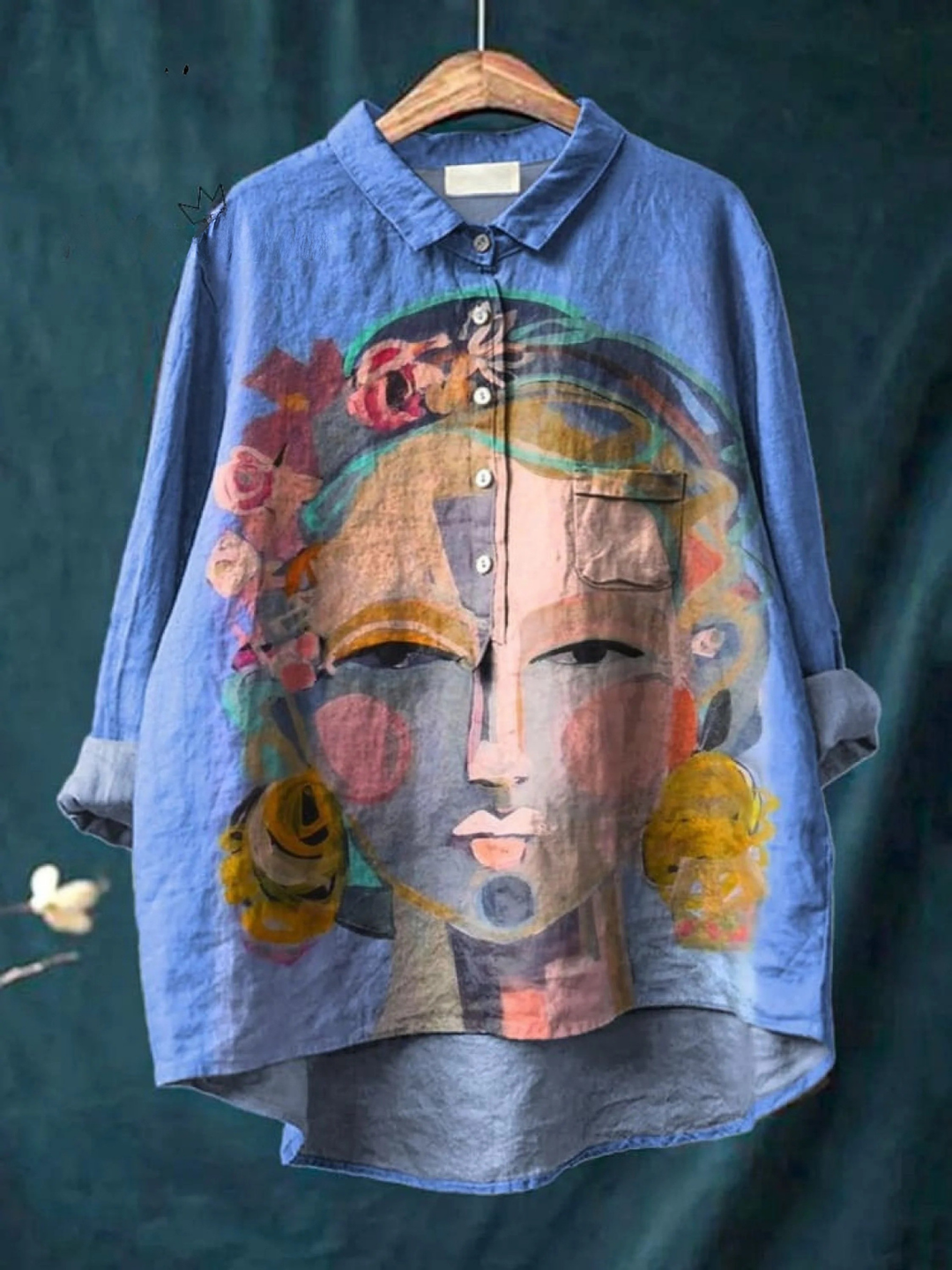 Annabelle - Oil Painted Portrait Tee — Blue