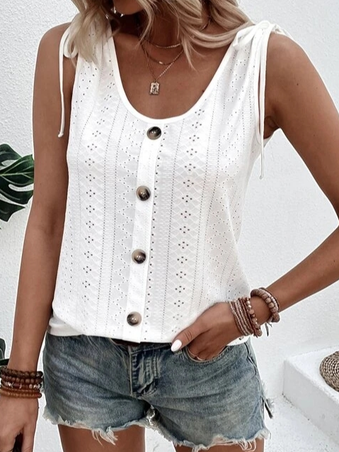 Erica - Eyelet Button Tank Top