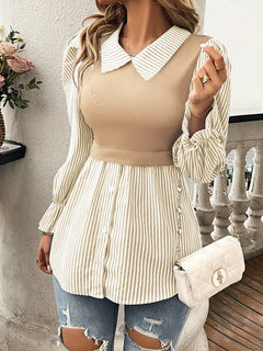 Olivia - Stripe Peplum Blouse — Yellow