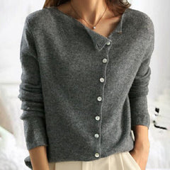 Emma - Fine Knit Button Cardigan — Grey