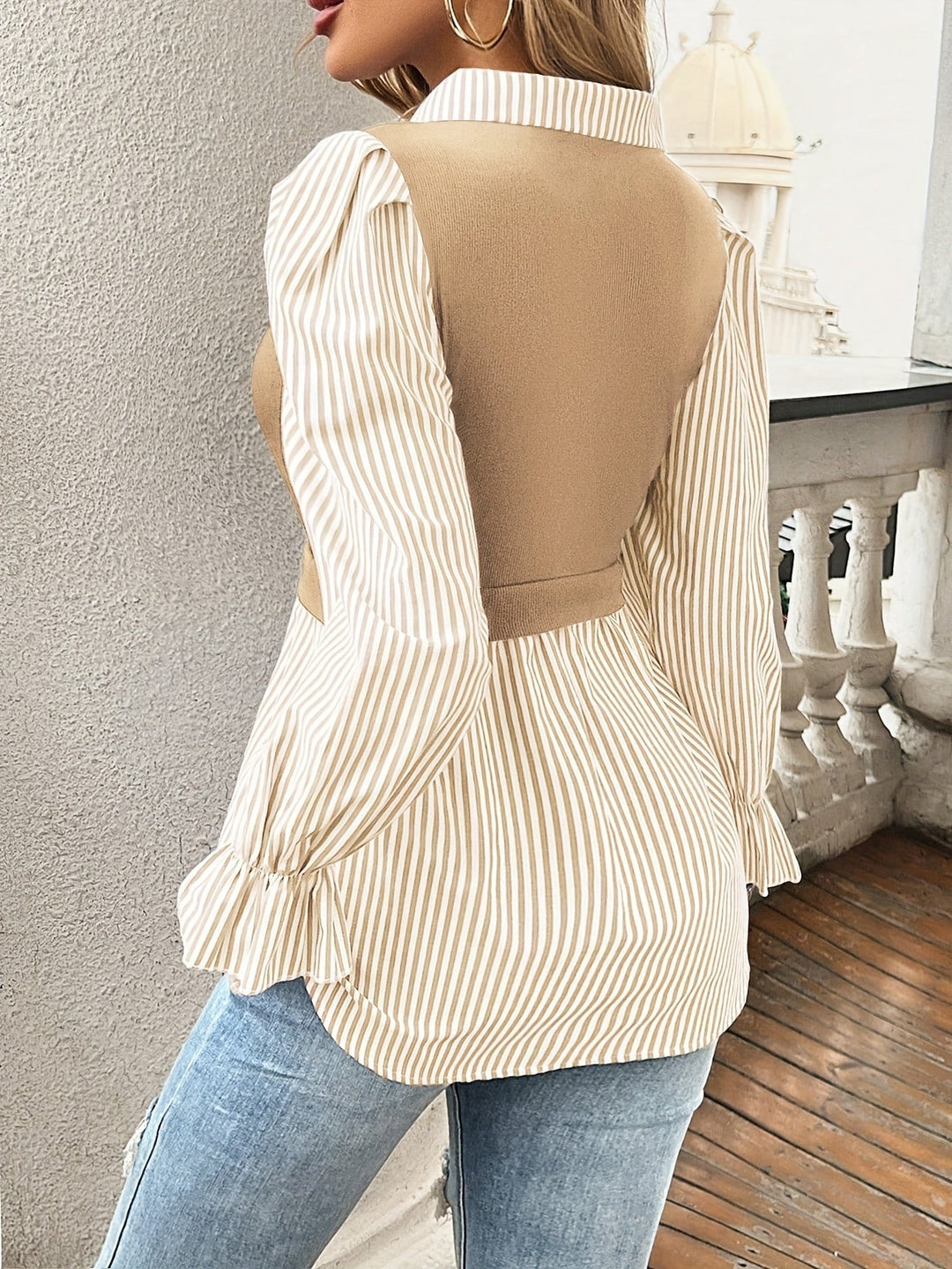 Olivia - Stripe Peplum Blouse