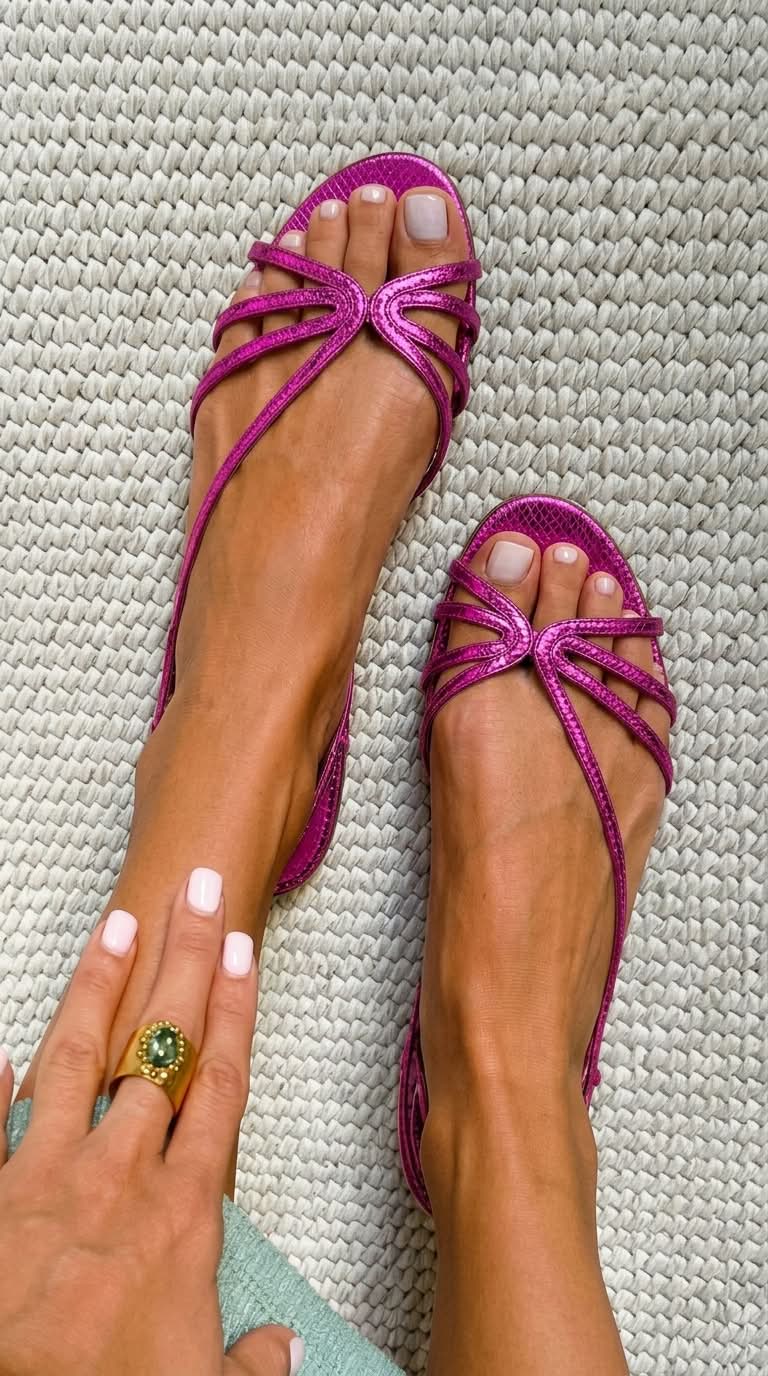 Francesca - Knot Front Flat Sandals — Purple