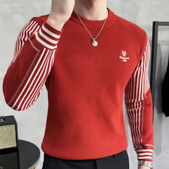 Nicholas - Jumper with Striped Sleeves — Red