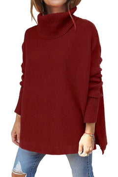 Jessica - Oversized Turtleneck Tunic — Red