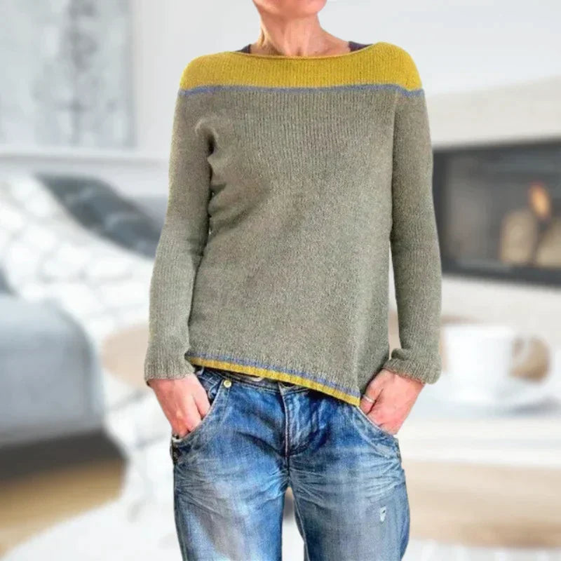 Gloria - Jumper with Contrast Stripe — Yellow