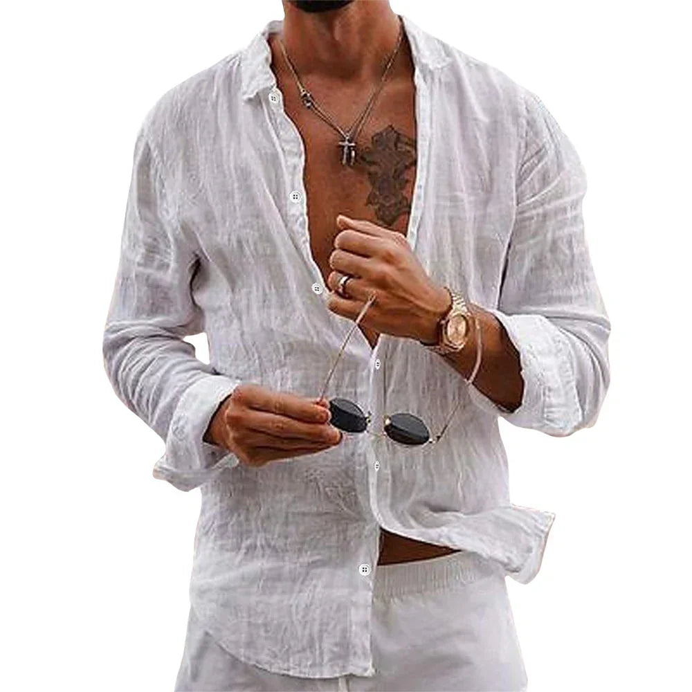 Louis - Crinkle Linen Shirt — White