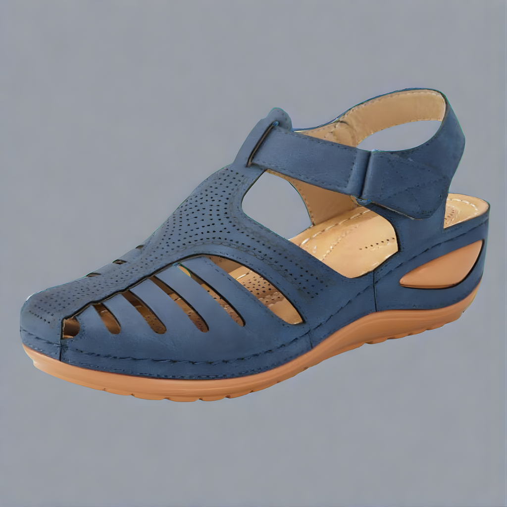 Anastasia - Closed Toe Velcro Sandals — Blue