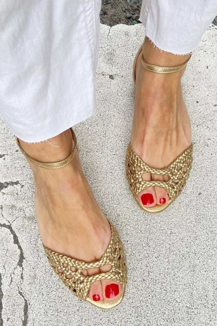 Kimberley - Braided Metallic Sandals — Gold