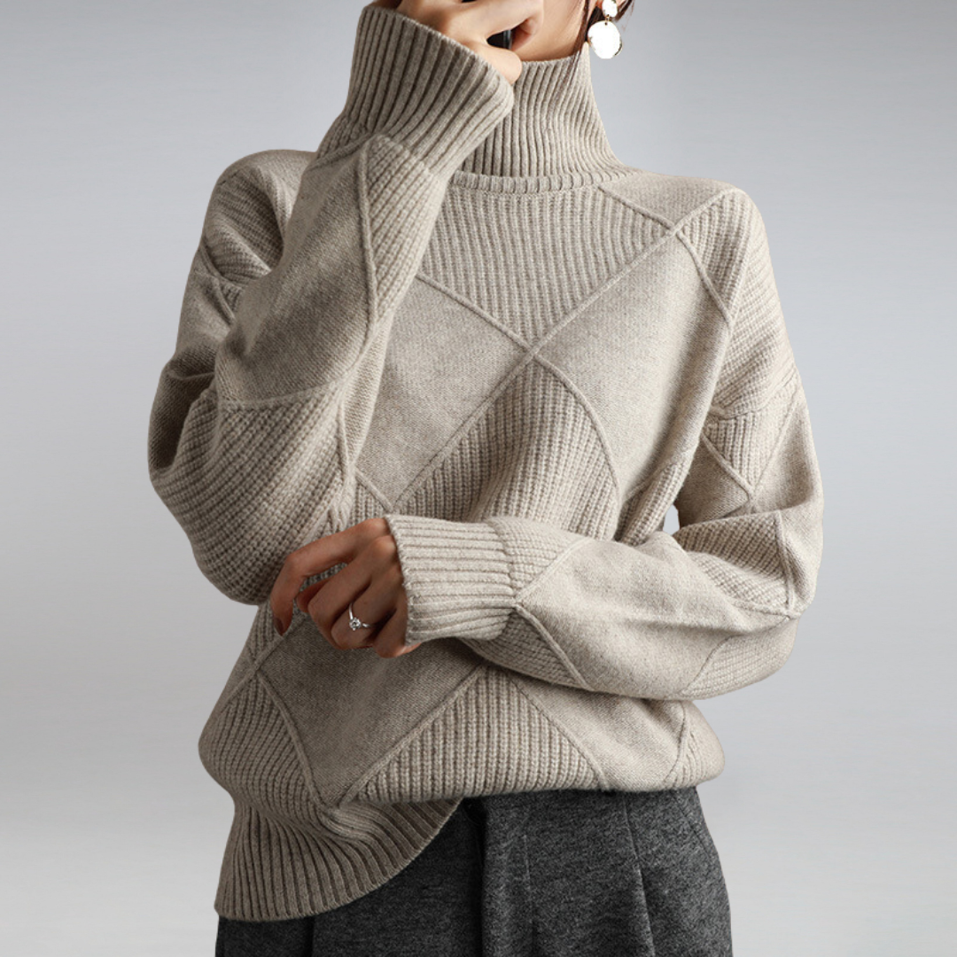 Veronica - Oversized Turtleneck Knit — Grey