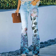 Madeline - Floral Print Jeans — Pink