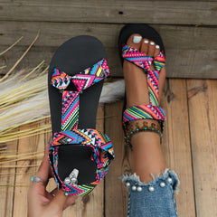 Elsie - Embroidered Flat Sandals — Multicoloured