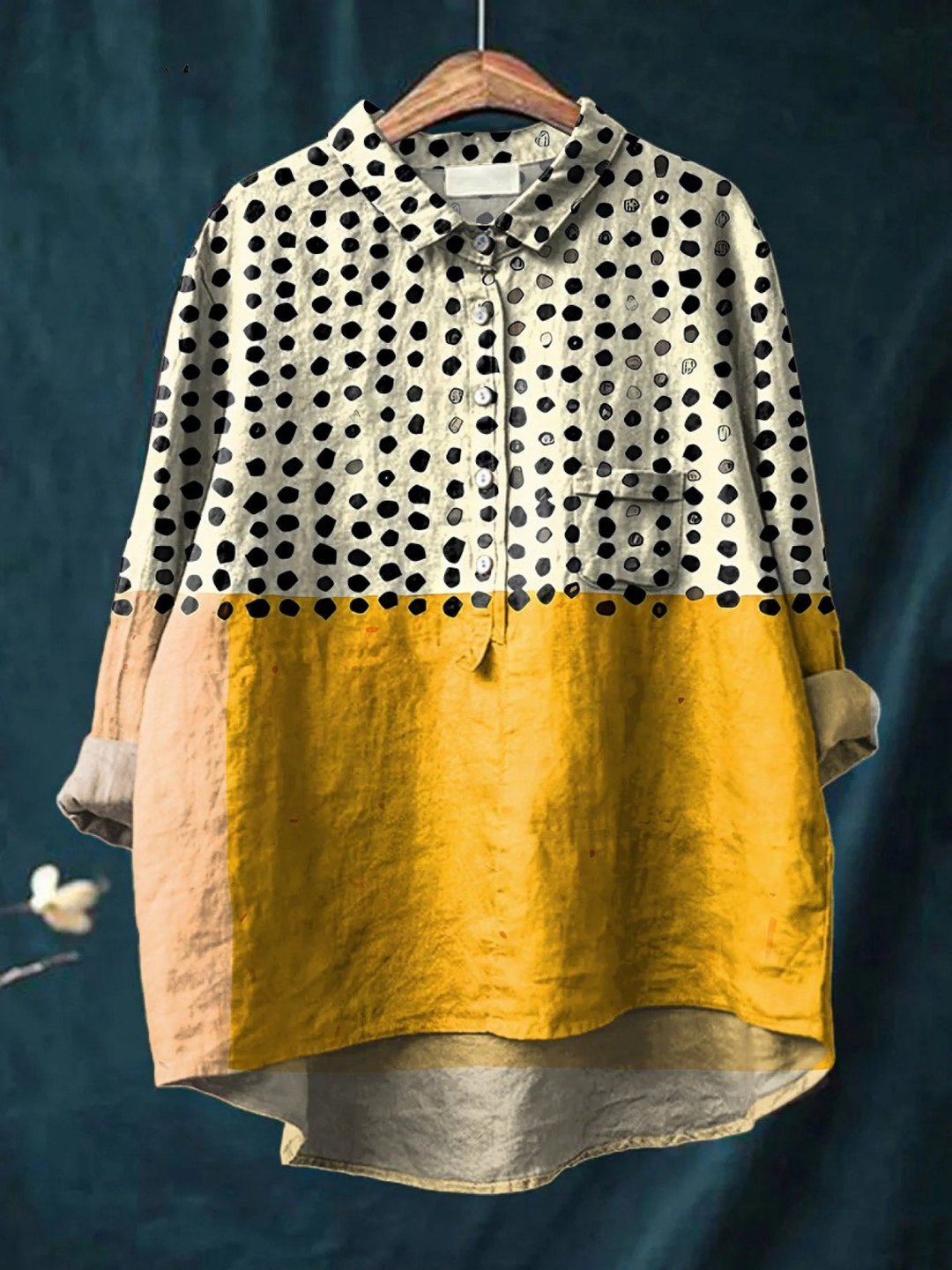 Virginia - Polka Dot Shirt with Colour Hem — Multicoloured