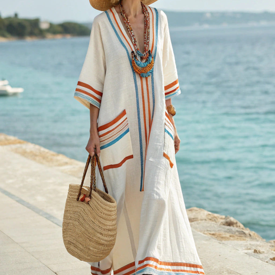 Sable - Tiered Stripe Maxi Kaftan