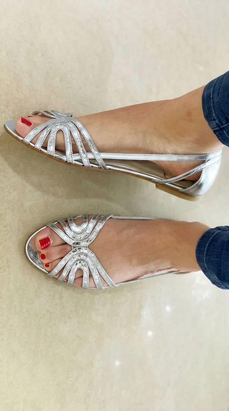 Charmaine - Woven Ribbon Flats — Silver