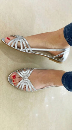 Charmaine - Woven Ribbon Flats — Silver