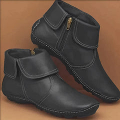 Matilde - Velcro Strap Ankle Boots — Black