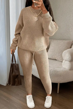 Claire - Ribbed Knit Lounge Set — Beige