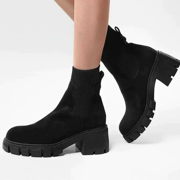 Gwendolyn - Chunky Sole Sock Boots — Black