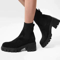 Gwendolyn - Chunky Sole Sock Boots — Black