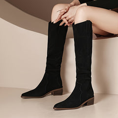 Zoe - Suede Slouch Knee High Boots