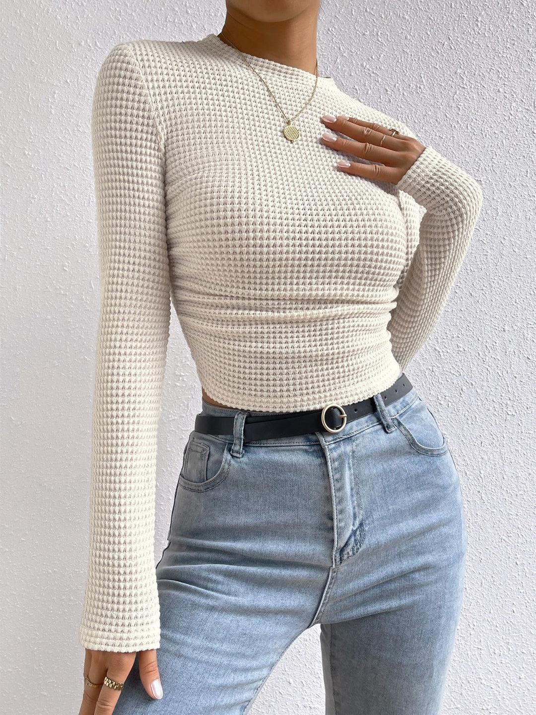 Philippa - Waffle Knit Fitted Top