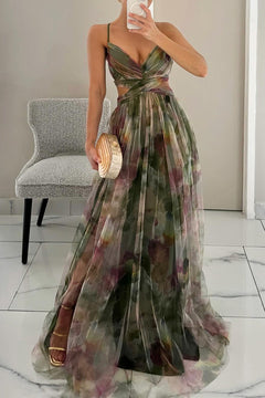 Wilhelmina - Ombre Print Chiffon Gown