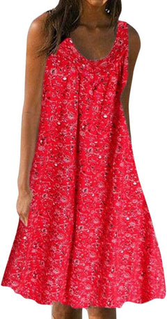Bonnie - Ditsy Sleeveless Sundress — Red