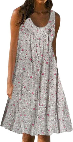 Bonnie - Ditsy Sleeveless Sundress — Gray