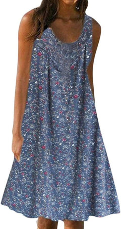 Bonnie - Ditsy Sleeveless Sundress — Navy blue