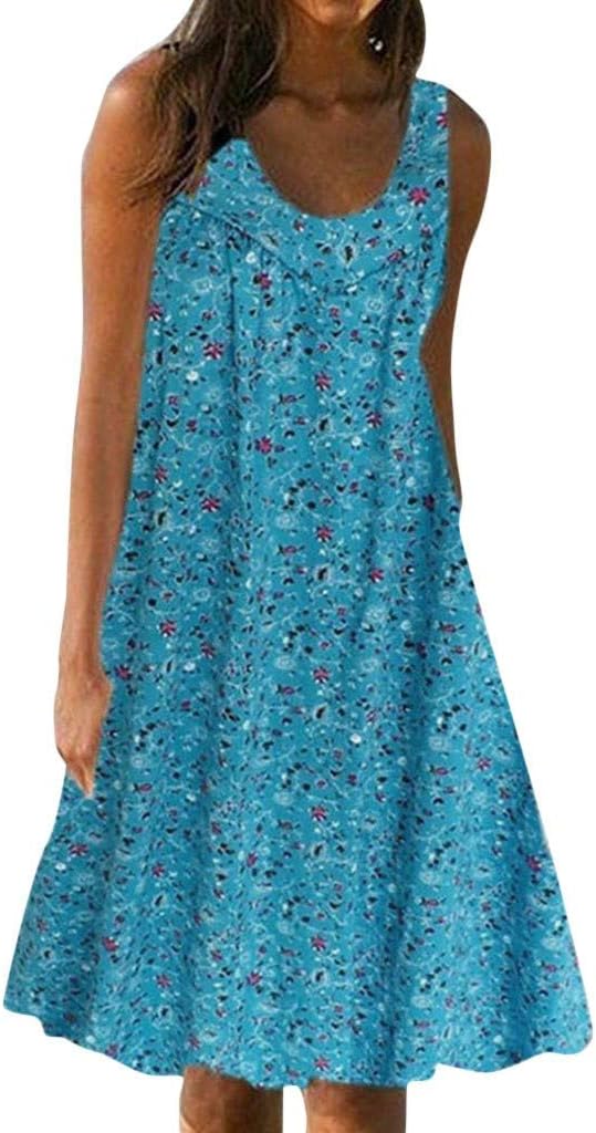 Bonnie - Ditsy Sleeveless Sundress — Blue