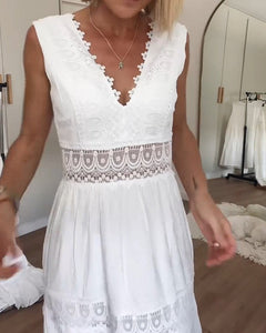 Anna - Lace Tiered Maxi Dress — White