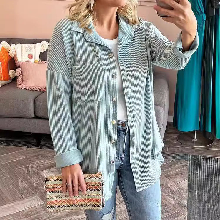 Aria - Textured Button Shirt — Light green