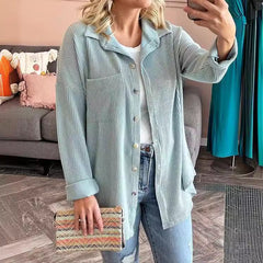 Aria - Textured Button Shirt — Light green