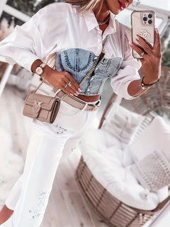 Mila - Shirt with Denim Corset