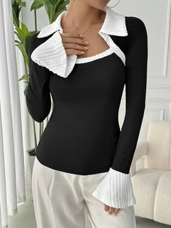 Natalie - Top with Contrast Collar