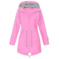 Carissa - Hooded Drawcord Raincoat — Pink