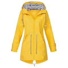 Carissa - Hooded Drawcord Raincoat — Yellow