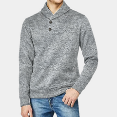 Zachary - Shawl Collar Button Jumper — Grey